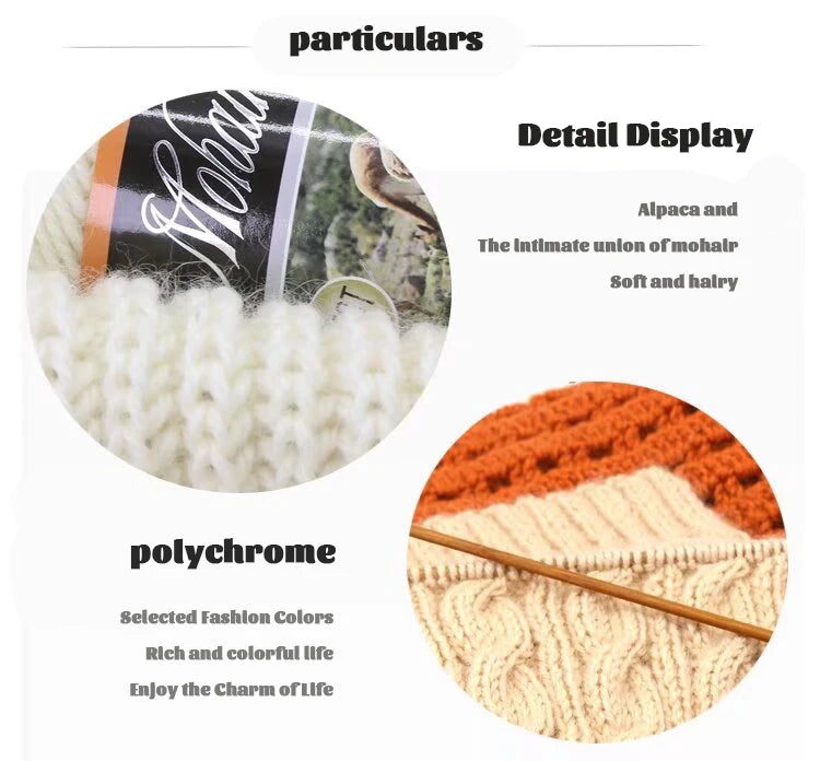 300g Colorful Mohair Alpaca Yarn – Soft Knitting Yarn for Sweaters, Scarves, Hats & DIY Crafts