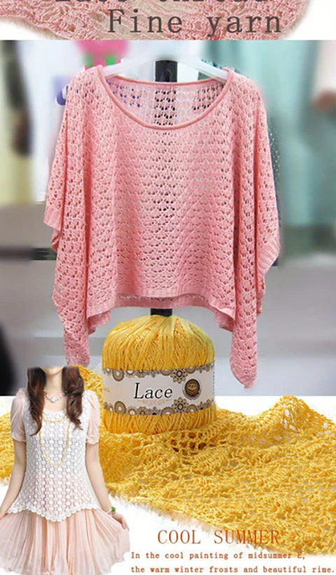 200g No. 8 Pearl Lace Yarn (4 Skeins) – Fine Crochet & Knitting Yarn for Shawls, Summer Sweaters, Scarves & Hats