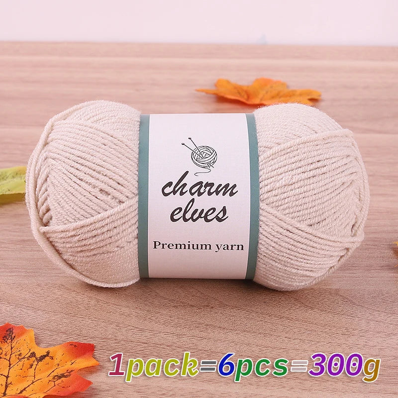 300g Multi-Color Acrylic Milk Yarn – Soft & Strong Knitting Yarn Balls (6 Pieces/Pack)