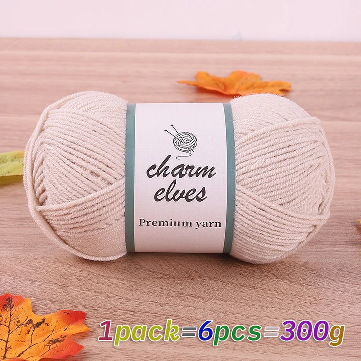 300g Multi-Color Acrylic Milk Yarn – Soft & Strong Knitting Yarn Balls (6 Pieces/Pack)