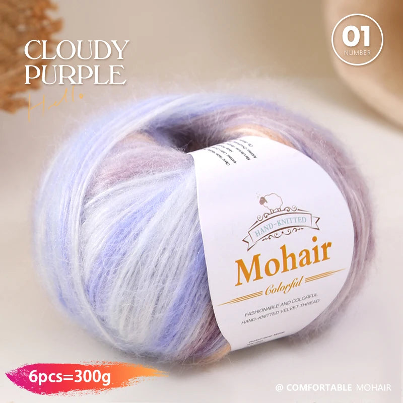 300g Rainbow Gradient Yarn Balls – Colorful Knitting Yarn for Tops, Scarves & DIY Crafts (6 Pieces/Pack)