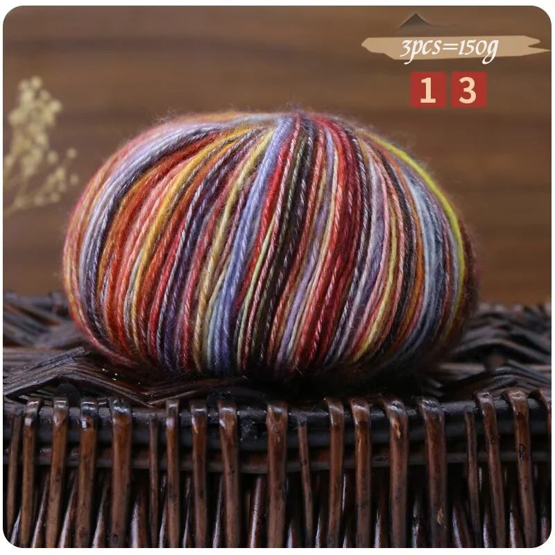 150g Camouflage Cotton Yarn – Medium-Thick Combed Yarn for Knitting & Crochet (3 Pieces/Pack)