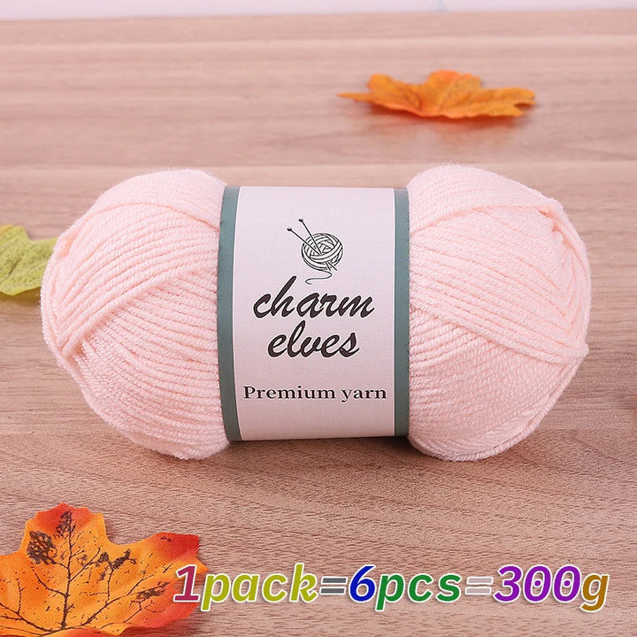 300g Multi-Color Acrylic Milk Yarn – Soft & Strong Knitting Yarn Balls (6 Pieces/Pack)