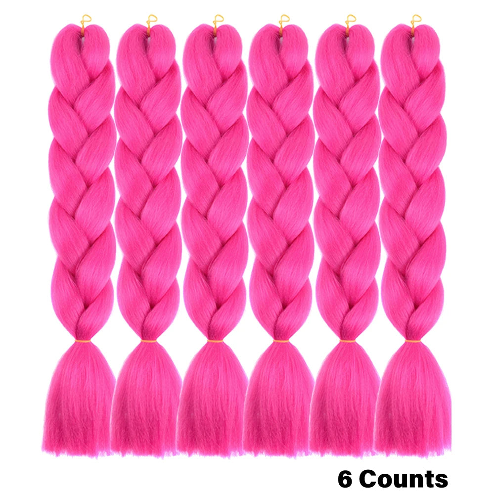 Ombre Crochet Braiding Hair – 6 Packs Synthetic Colorful Extensions for Women & Girls | High-Temperature Fiber