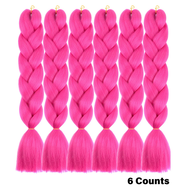 Ombre Crochet Braiding Hair – 6 Packs Synthetic Colorful Extensions for Women & Girls | High-Temperature Fiber