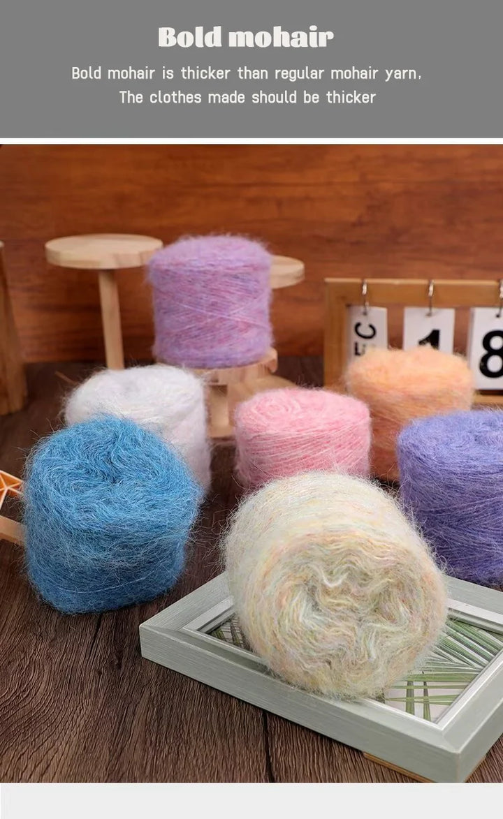 300g Long Wool & Mohair Yarn – Soft Fluffy Knitting Yarn for Sweaters, Shawls & Fashion Wear (6 Pieces/Bag)