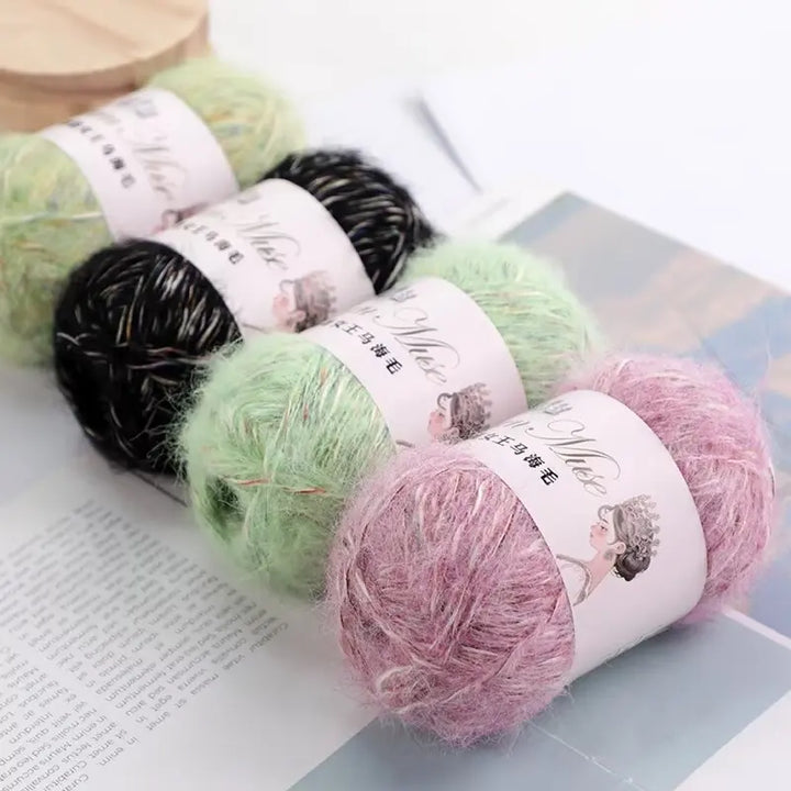 400g Multicolored Rainbow Alpaca Mohair Yarn – Soft Fluffy Knitting Yarn for Sweaters & Shawls (8 Pieces/Bag)