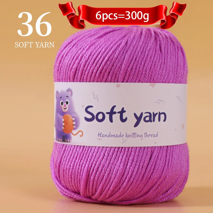 300g Soft Thin Yarn Balls – Lightweight Hand-Knitting Yarn for Sweaters, Hats, Scarves & DIY Crafts (6pcs Pack)