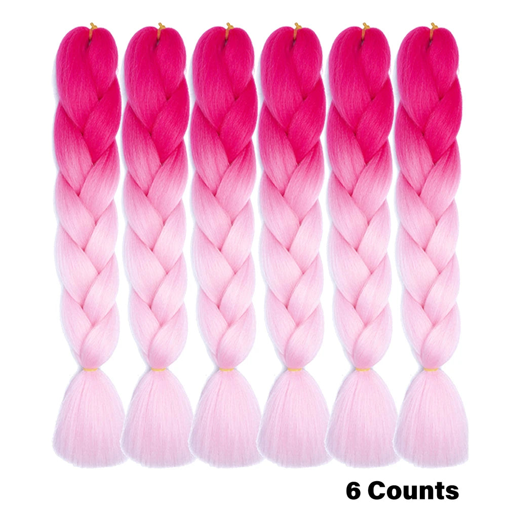 Rainbow Pre-Stretched Braiding Hair – Jumbo Box Braids High-Temperature Synthetic Extensions (6 Packs)