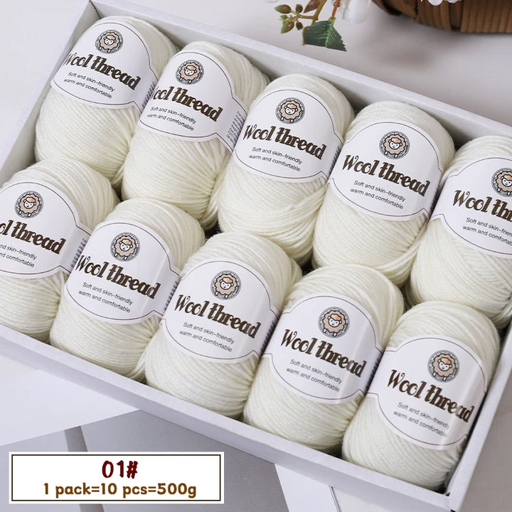 500g Fine Wool Knitting Yarn – Soft Handmade Yarn for Sweaters, Scarves, Hats & DIY Crafts (10 Skeins)