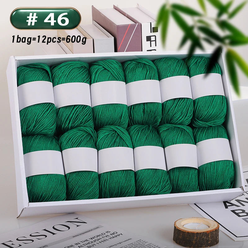 12-Piece Luxury Cashmere-Silk Yarn Set – Ultra-Soft Fluffy Yarn for Sweaters, Coats, Shawls & DIY Crafts (600g)
