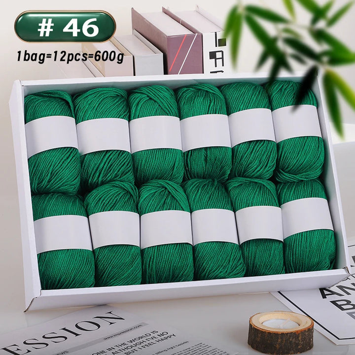 12-Piece Luxury Cashmere-Silk Yarn Set – Ultra-Soft Fluffy Yarn for Sweaters, Coats, Shawls & DIY Crafts (600g)