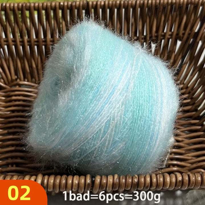 300g Soft Long-Haired Yarn Set – 6-Piece Fluffy Yarn for Knitting & DIY Projects