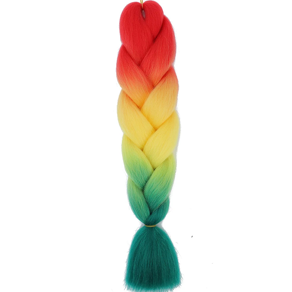24 Inch Jumbo Box Braids Extensions – Synthetic Braiding Hair for Children (Pink, Purple, Yellow, Gray)