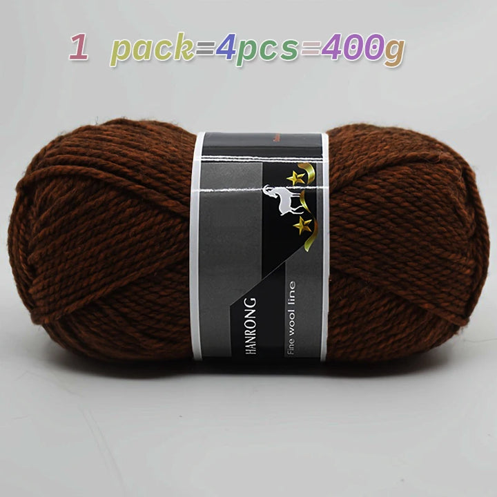 400g Thick Alpaca Wool Yarn – Chunky Knitting Yarn for Sweaters, Scarves, Hats & Coats (4 Skeins Pack)