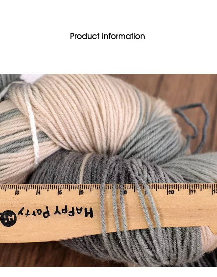 Segment-Dyed Rainbow Wool Yarn – Colorful Knitting Yarn for Sweaters, Scarves, Hats & Gloves