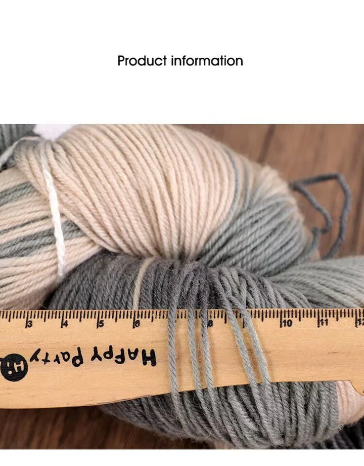 Segment-Dyed Rainbow Wool Yarn – Colorful Knitting Yarn for Sweaters, Scarves, Hats & Gloves