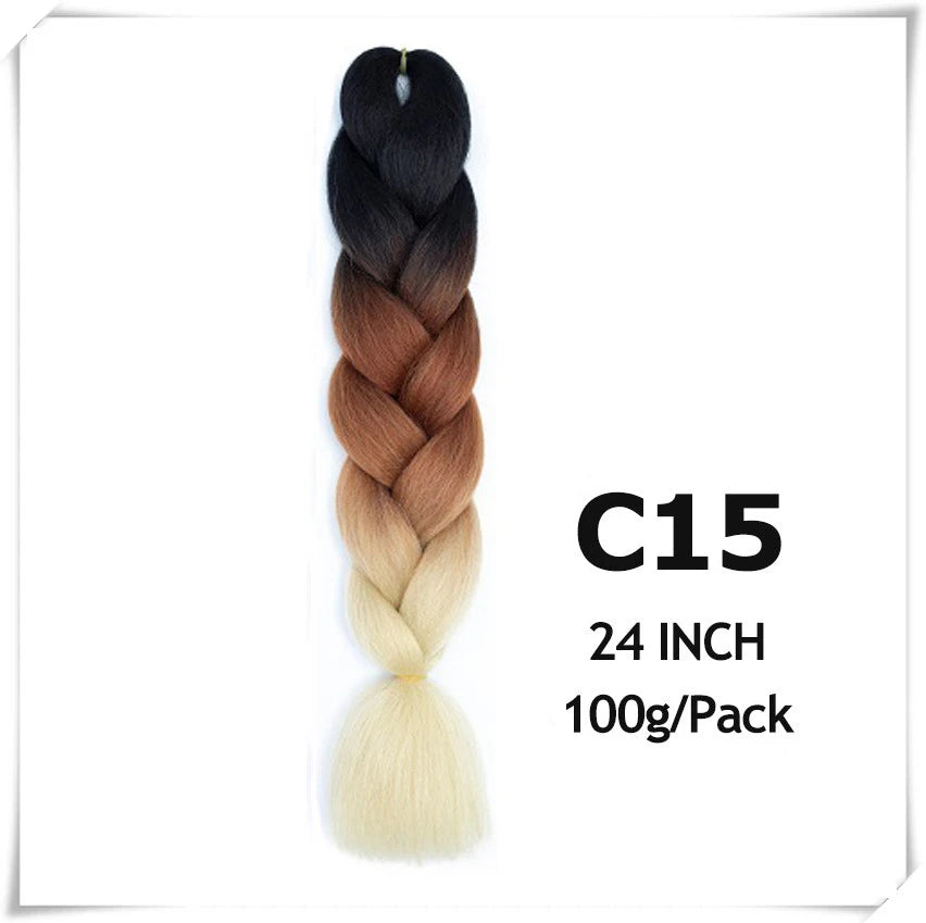 Pre-Stretched Jumbo Braiding Hair – 24 Inch Ombre Purple Synthetic Crochet Extensions for Women