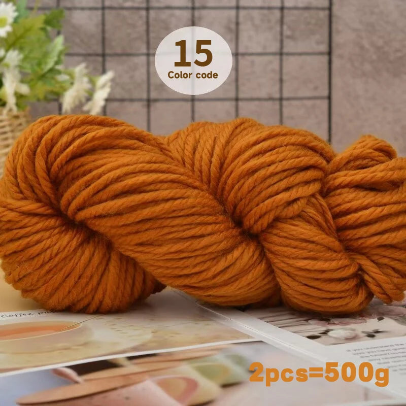 500g Extra Thick Polyester Yarn (2 Skeins) – Chunky Knitting Yarn for Sweaters, Hats, Cushions & DIY Crafts