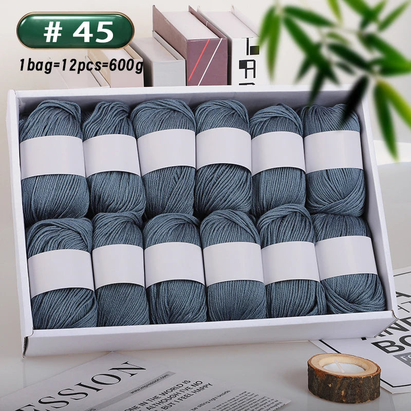 12-Piece Luxury Cashmere-Silk Yarn Set – Ultra-Soft Fluffy Yarn for Sweaters, Coats, Shawls & DIY Crafts (600g)