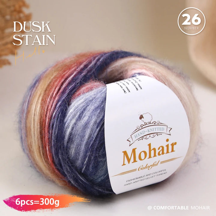 300g Rainbow Gradient Yarn Balls – Colorful Knitting Yarn for Tops, Scarves & DIY Crafts (6 Pieces/Pack)