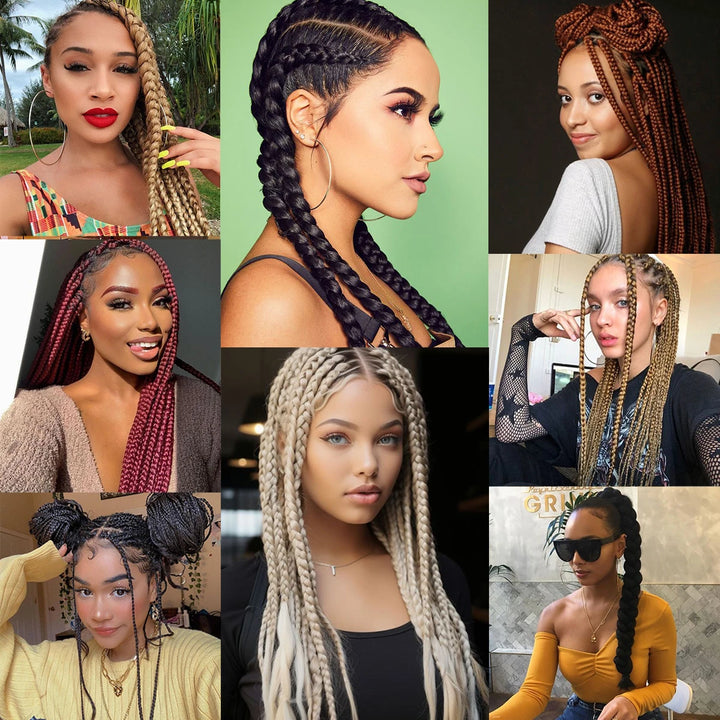 Collage of women with various hairstyles against different backgrounds