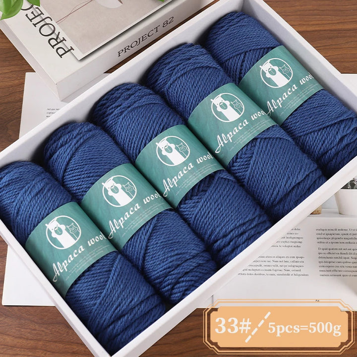 Alpaca Wool Boutique Yarn – 500g Thick Knitting Yarn Set (5 Pieces) for Sweaters, Scarves & Winter Wear