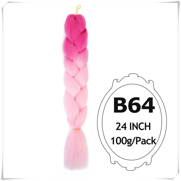 Pre-Stretched Jumbo Braiding Hair – 24 Inch Ombre Purple Synthetic Crochet Extensions for Women
