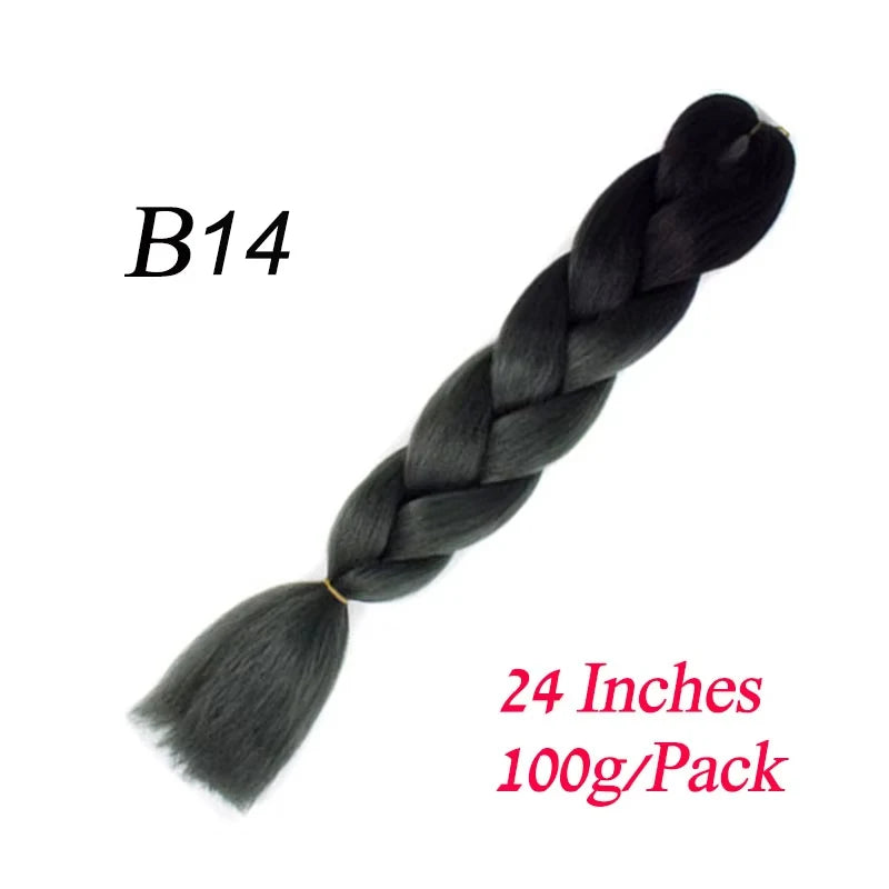 24 Inch Synthetic Jumbo Braiding Hair – Heat-Resistant Ombre Bulk Extensions for Braids