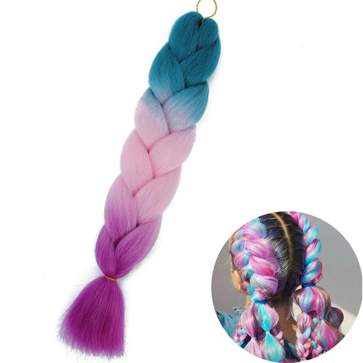 24 Inch Synthetic Jumbo Braiding Hair – Heat Resistant Ombre Extensions