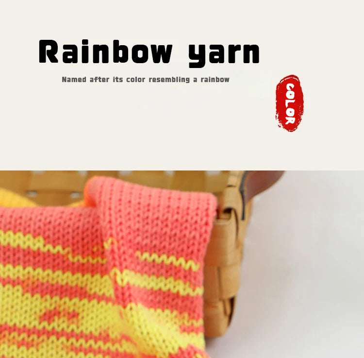 300g Rainbow Gradient Acrylic Yarn Set (3 Pieces) – Medium-Thick Knitting Yarn for Sweaters, Scarves, Hats & DIY Crafts