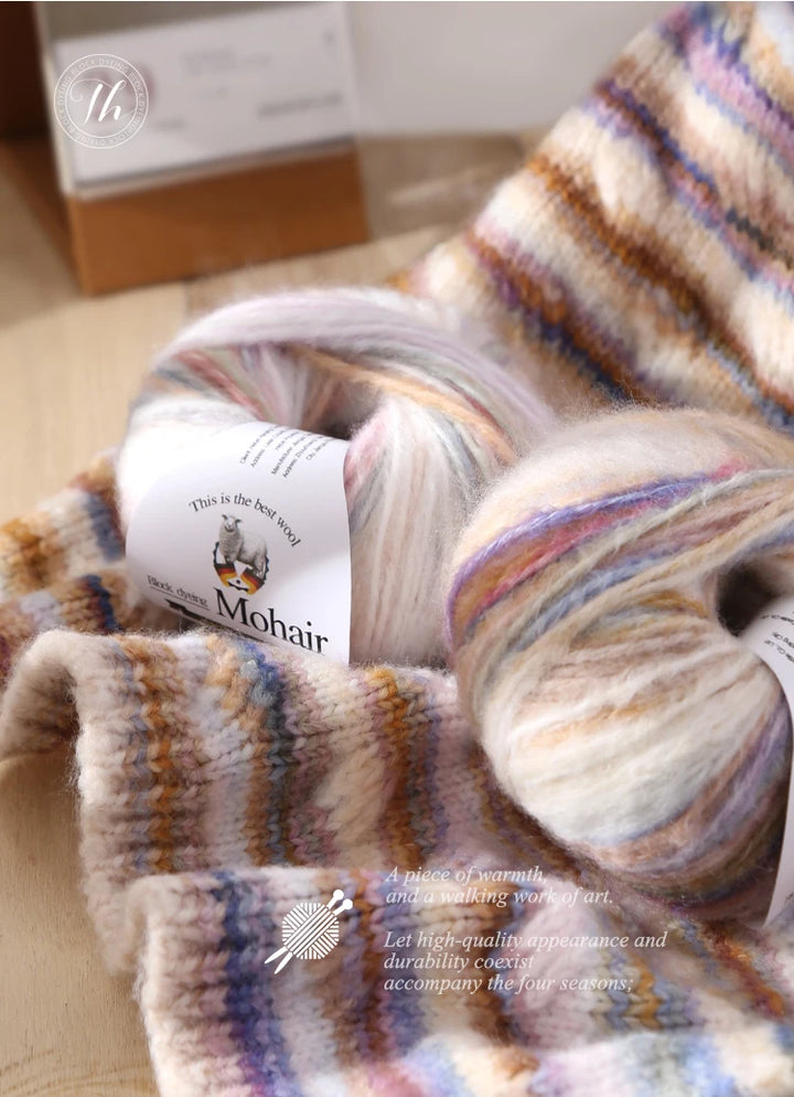 Gradient Zebra Pattern Yarn Balls (6 Pack / 300g) – Colorful Knitting Yarn for Sweaters, Shawls, Scarves & DIY Crafts