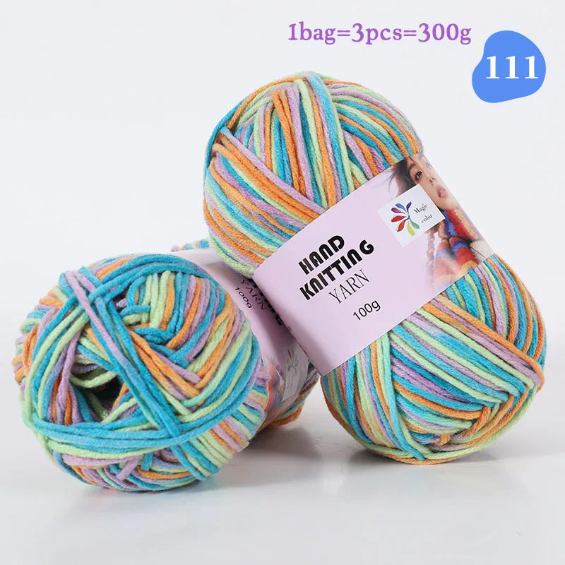 High-Quality 7-Strand Gradient Yarn – Medium-Thick Multi-Colored Yarn for Sweaters, Hats, Scarves & DIY Crafts