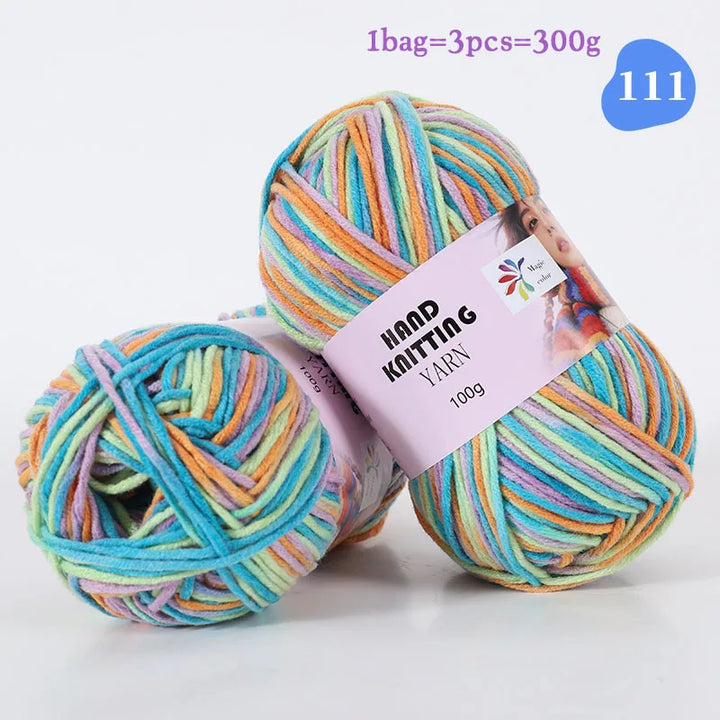 High-Quality 7-Strand Gradient Yarn – Medium-Thick Multi-Colored Yarn for Sweaters, Hats, Scarves & DIY Crafts