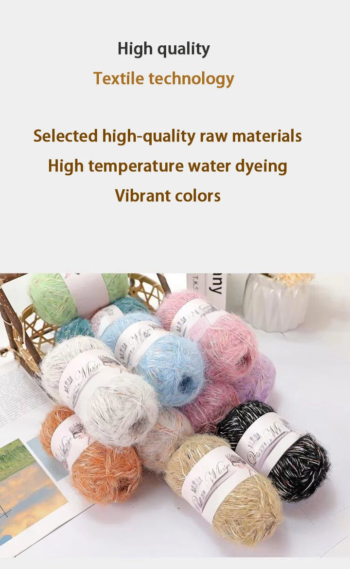 400g Multicolored Rainbow Alpaca Mohair Yarn – Soft Fluffy Knitting Yarn for Sweaters & Shawls (8 Pieces/Bag)