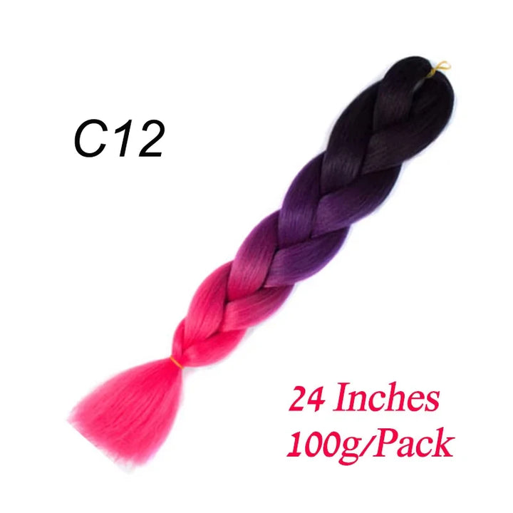 24 Inch Jumbo Braiding Hair – Synthetic Kanekalon Afro Ombre Extensions for Children’s Braids