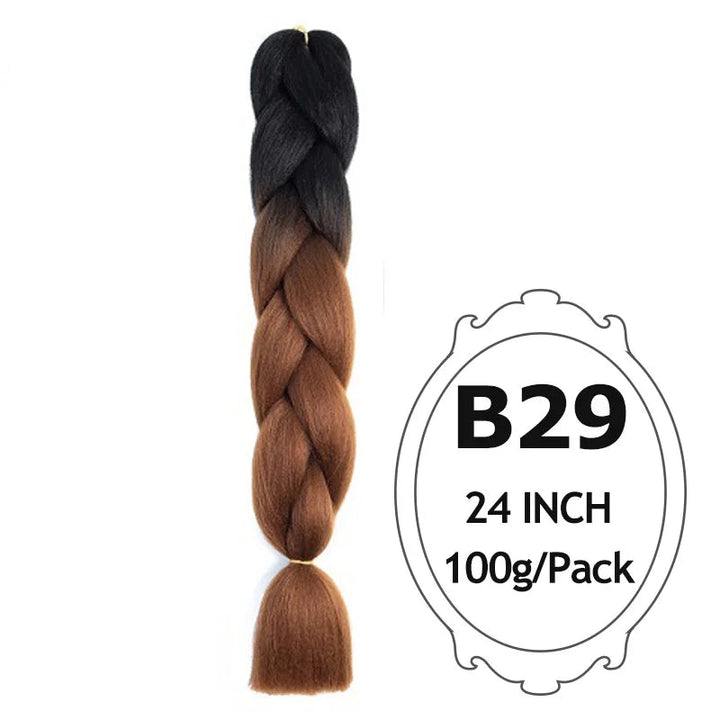 24" Pink Jumbo Braiding Hair – Yaki Texture Synthetic Bulk Extensions (Purple/Red/Green Options)