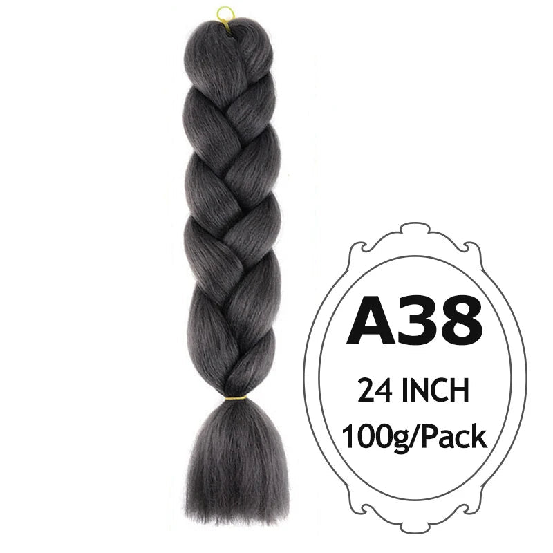 Braided hair extension with and product details on a white background.