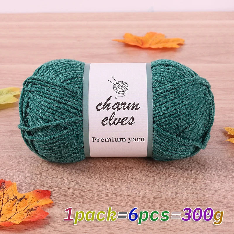 300g Multi-Color Acrylic Milk Yarn – Soft & Strong Knitting Yarn Balls (6 Pieces/Pack)