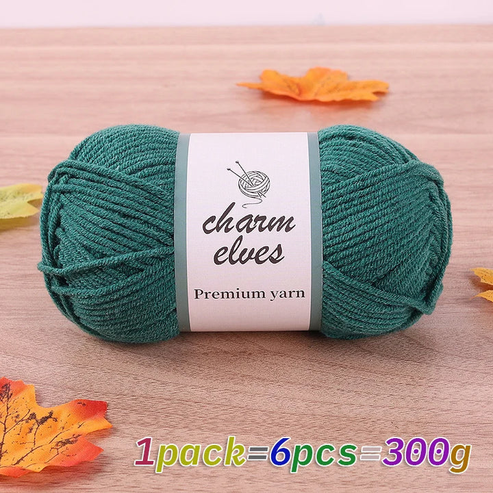 300g Multi-Color Acrylic Milk Yarn – Soft & Strong Knitting Yarn Balls (6 Pieces/Pack)