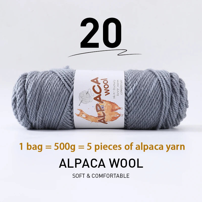 500g Thick Alpaca Wool Yarn Set (5 Skeins) – Soft Warm Knitting Yarn for Sweaters, Scarves, Hats & Winter Crafts
