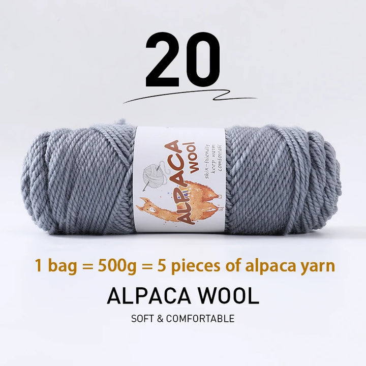 500g Thick Alpaca Wool Yarn Set (5 Skeins) – Soft Warm Knitting Yarn for Sweaters, Scarves, Hats & Winter Crafts