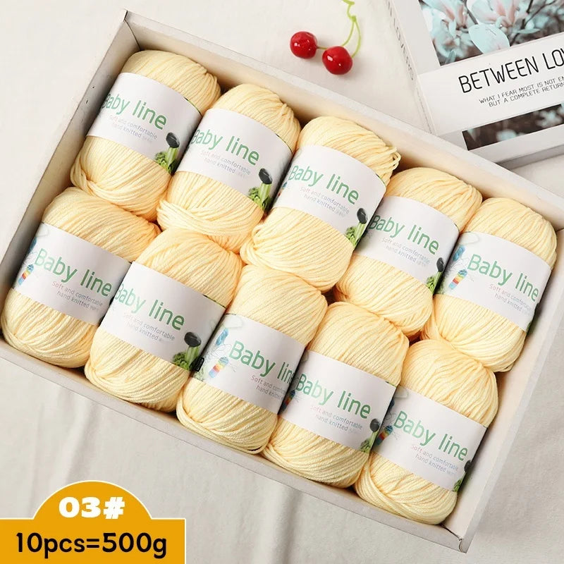 500g Soft Medium-Thick Knitting Yarn Set (10 Pieces) – Cozy Yarn for Sweaters, Hats, Scarves & Crochet Projects