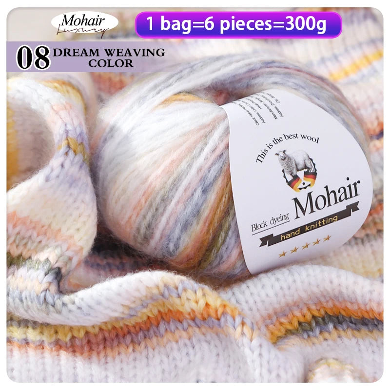 Gradient Zebra Pattern Yarn Balls (6 Pack / 300g) – Colorful Knitting Yarn for Sweaters, Shawls, Scarves & DIY Crafts