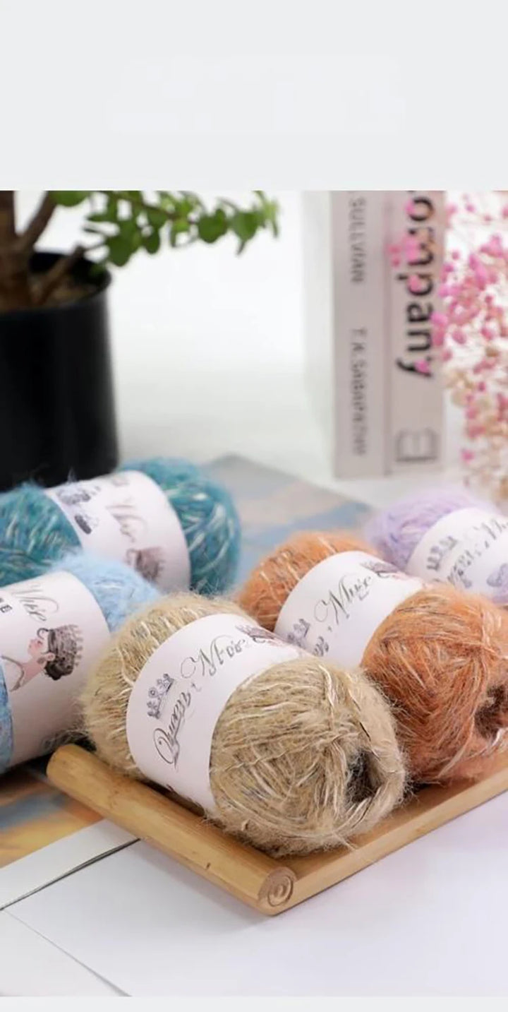 400g Multicolored Rainbow Alpaca Mohair Yarn – Soft Fluffy Knitting Yarn for Sweaters & Shawls (8 Pieces/Bag)