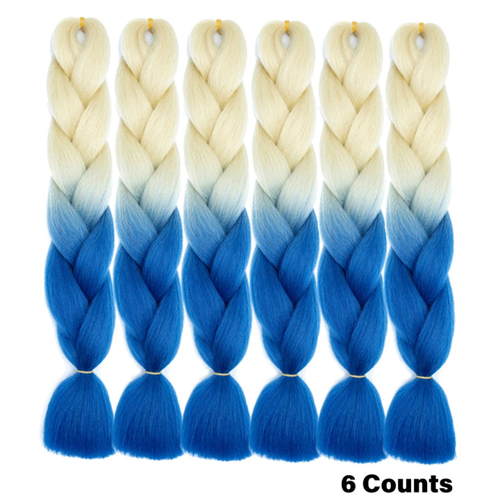 Ombre Crochet Braiding Hair – 6 Packs Synthetic Colorful Extensions for Women & Girls | High-Temperature Fiber