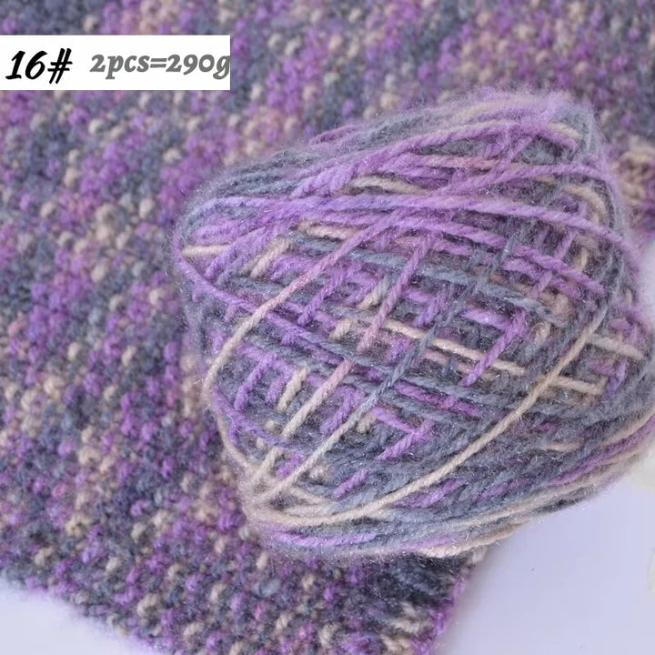 290g Colorful Gradient Imitation Squirrel Yarn – Thick Section-Dyed Yarn for Knitting & Crochet (2 Pcs/Pack)