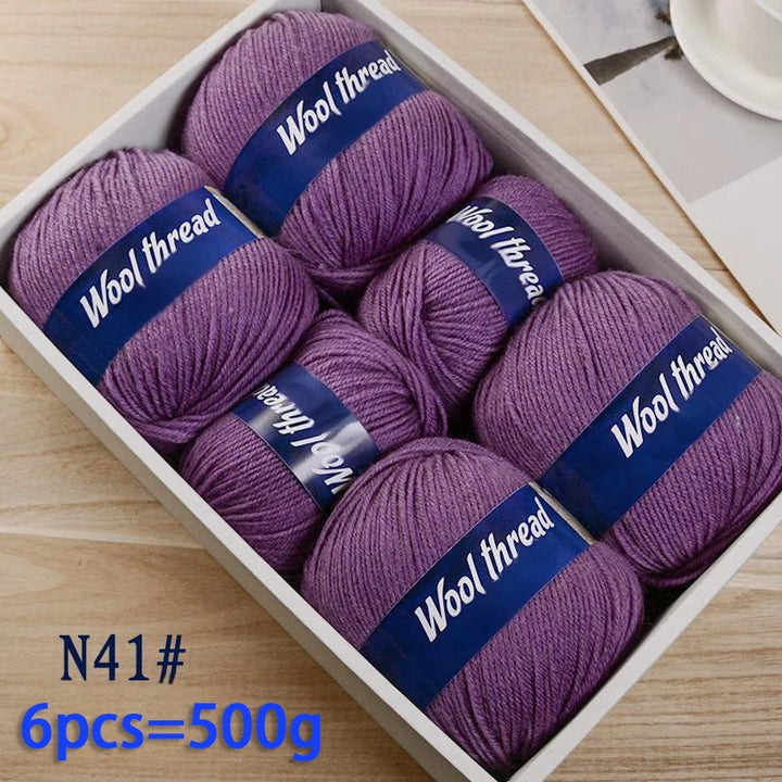 500g Fine Wool & Sheep Cashmere Yarn – Soft Warm Knitting Yarn (6 Pieces/Pack)