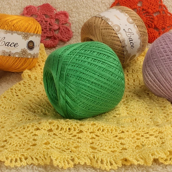 200g No. 8 Pearl Lace Yarn (4 Skeins) – Fine Crochet & Knitting Yarn for Shawls, Summer Sweaters, Scarves & Hats