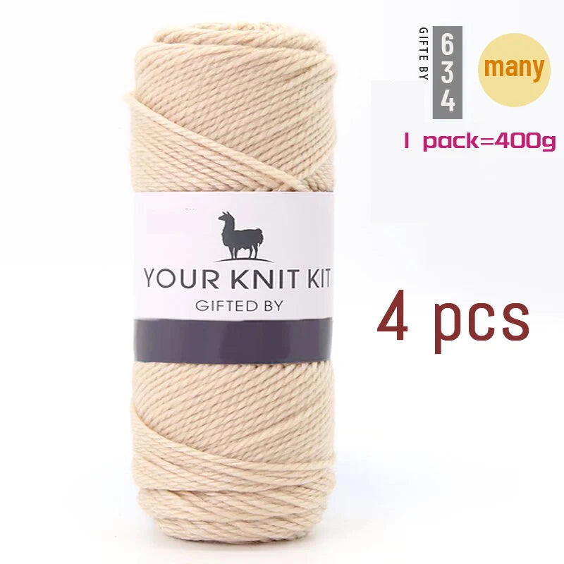 400g Alpaca Wool Yarn – Thick Pure Wool Knitting Yarn for Sweaters, Shawls & Scarves (4 Pieces/Pack)